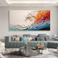 Large Colorful Abstract Wall Art Impasto Ocean Waves Oil Painting Bed Room Wall Art 3d Textured Canvas Art Acrylic Painting Modern Wall Art