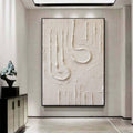 Oversized White Textured Painting,Minimalist Modern Abstract Painting, Palette Knife Wall Art,Living Room Wall Abstract Art White Canvas Art