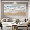 3D Minimalist Ocean Painting on Canvas Textured Wall Art Earth Tone Seawaves Art Wabi-Sabi Wall Art Living Room Painting Fashion Room Decor