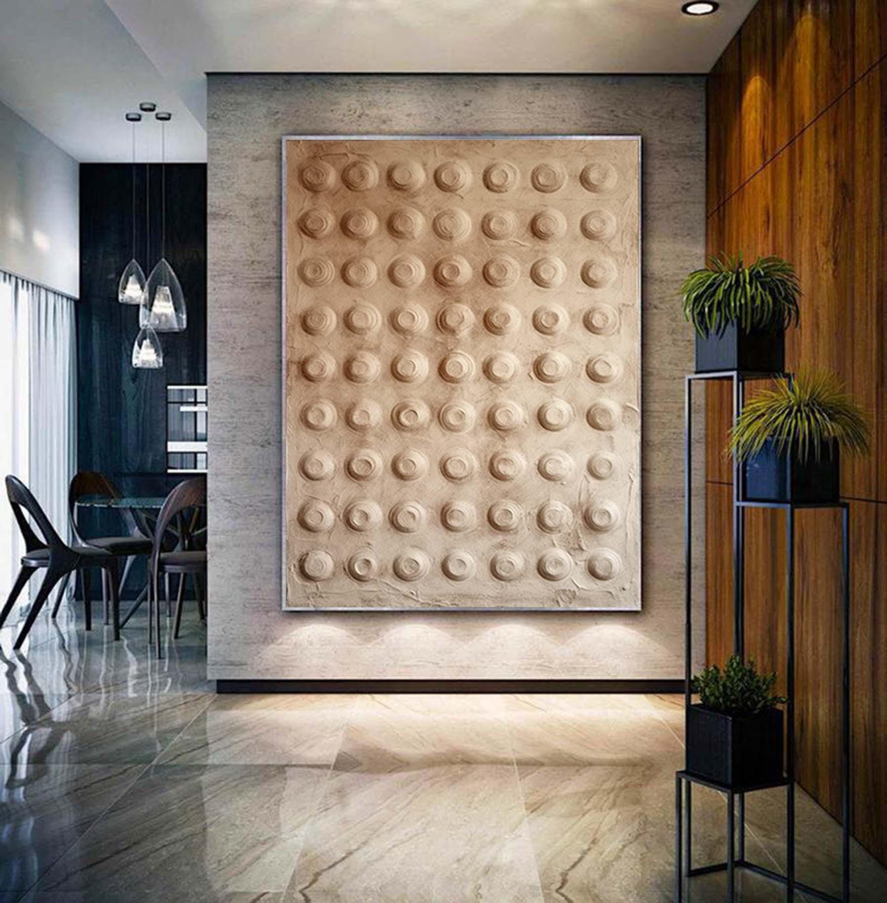 Oversized Beige Textured Painting,Minimalist Modern Abstract Painting, Palette Knife Wall Art,Living Room Wall Abstract Art Canvas Art