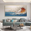 Large Colorful Abstract Wall Art Impasto Ocean Waves Oil Painting Bed Room Wall Art 3d Textured Canvas Art Acrylic Painting Modern Wall Art