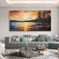Original Sunset Painting on Canvas Original Minimalist Abstract River Wall Art Living Room Wall Art Abstract Impasto 3d Texture Wall Art