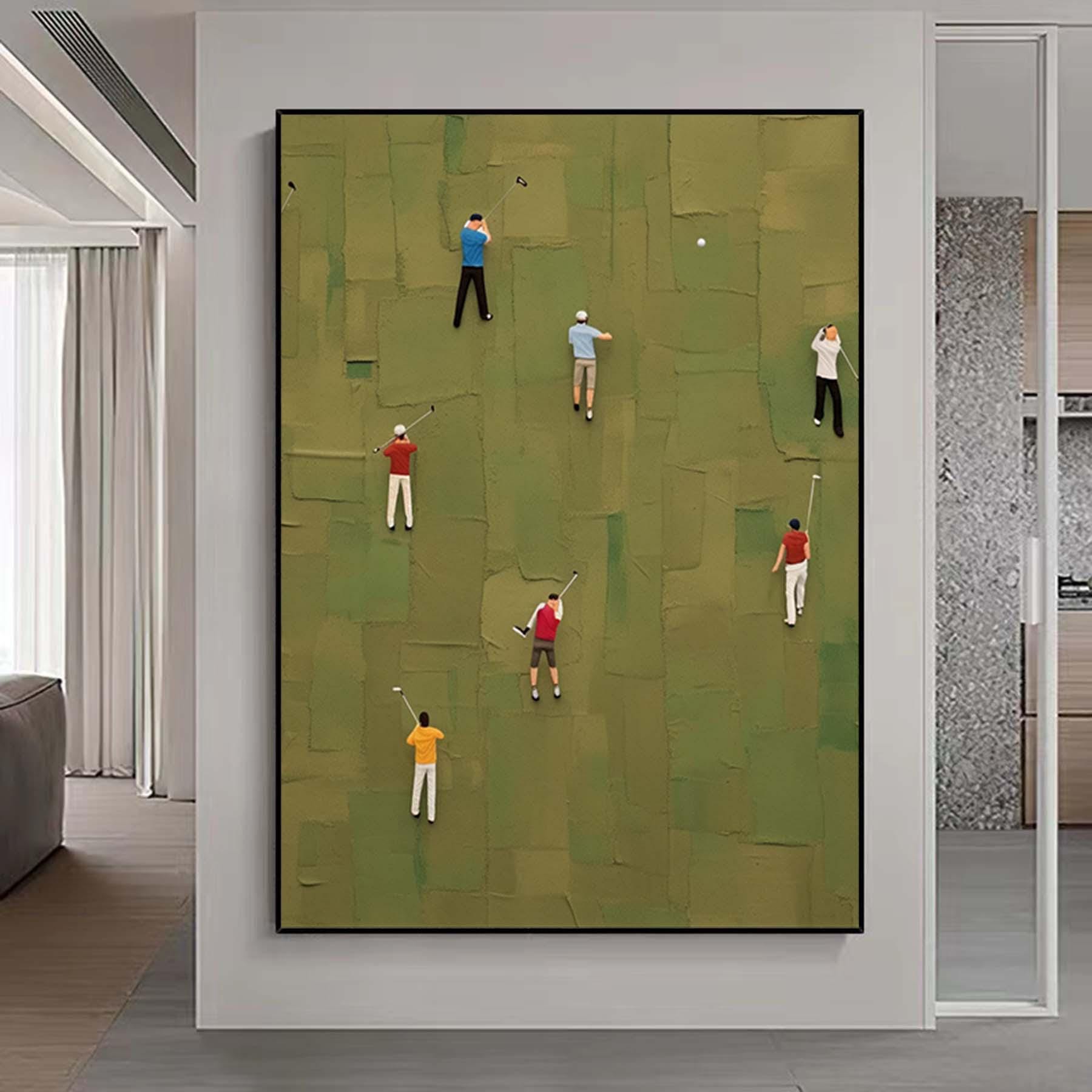 Oversized Large Golf Abstract Painting Textured Sport Wall Art Living Room Canvas Art Modern Acrylic Artwork Hand painted Gift Painting