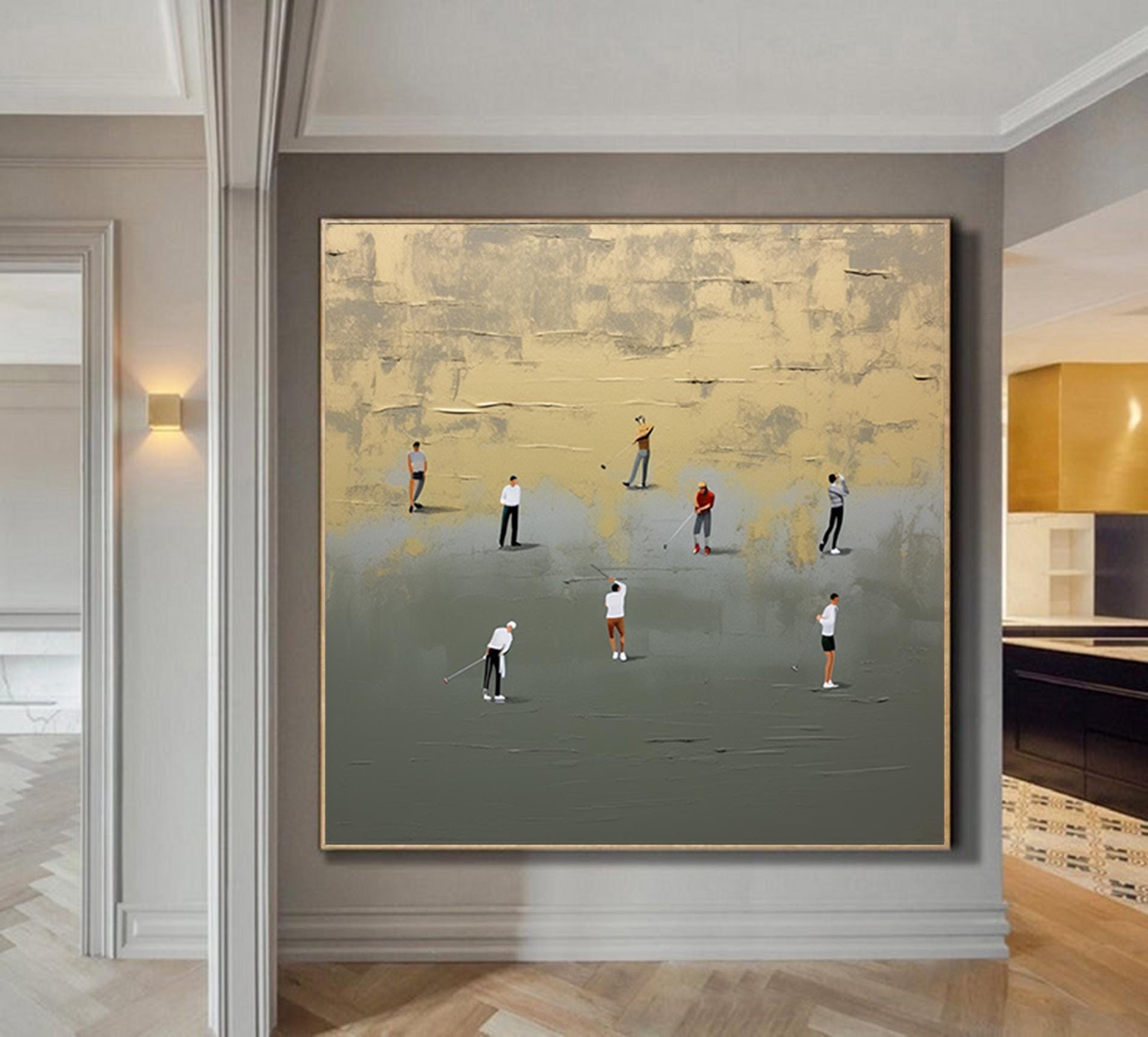 Oversized Large Golf Abstract Painting Textured Sport Wall Art Living Room Canvas Art Modern Acrylic Artwork Hand painted Gift Painting