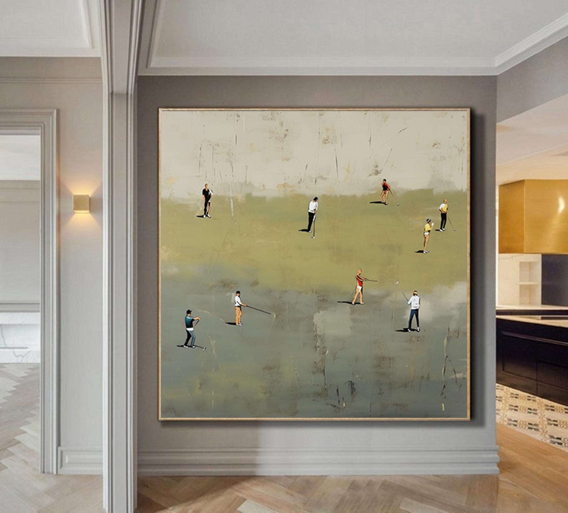 Oversized Large Golf Abstract Painting Textured Sport Wall Art Living Room Canvas Art Modern Acrylic Artwork Hand painted Gift Painting