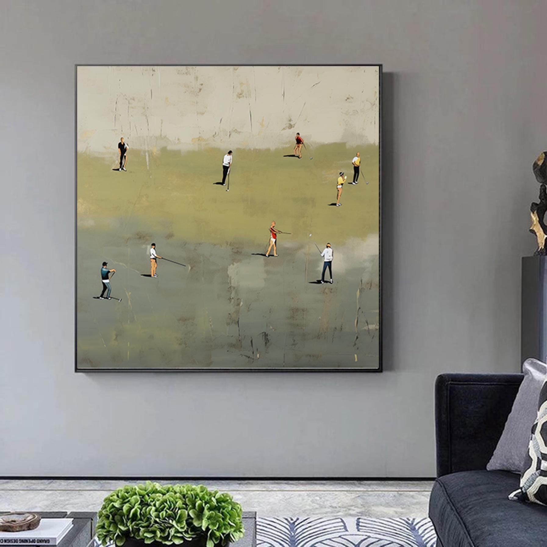 Oversized Large Golf Abstract Painting Textured Sport Wall Art Living Room Canvas Art Modern Acrylic Artwork Hand painted Gift Painting