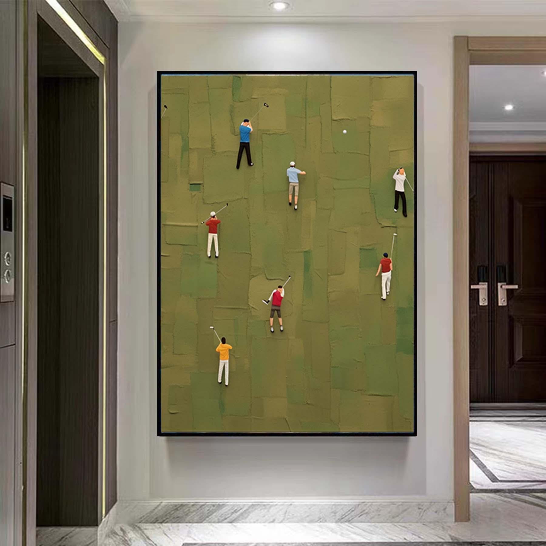 Oversized Large Golf Abstract Painting Textured Sport Wall Art Living Room Canvas Art Modern Acrylic Artwork Hand painted Gift Painting