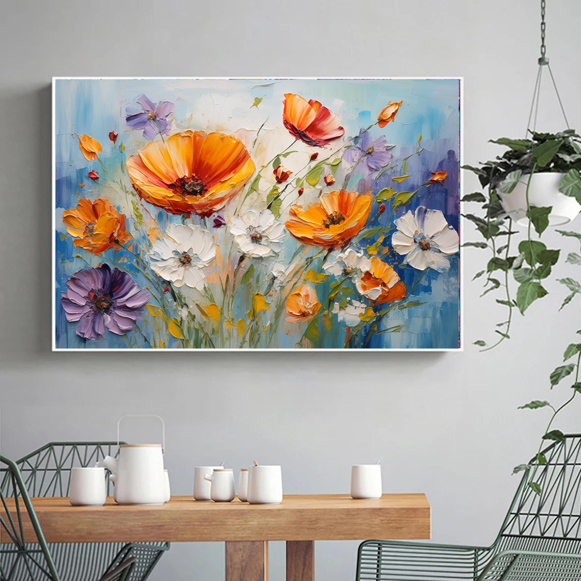 Palette knife flowers wall art,floral textured painting,abstract flowers art,textrued oil painting,Original Oil painting,decorative painting
