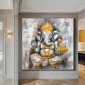 Ganesha Art Painting Extra Large Wall Art Abstract Gray Wall Art Canvas Art Original Artwork Canvas Wall Painting For Living Room