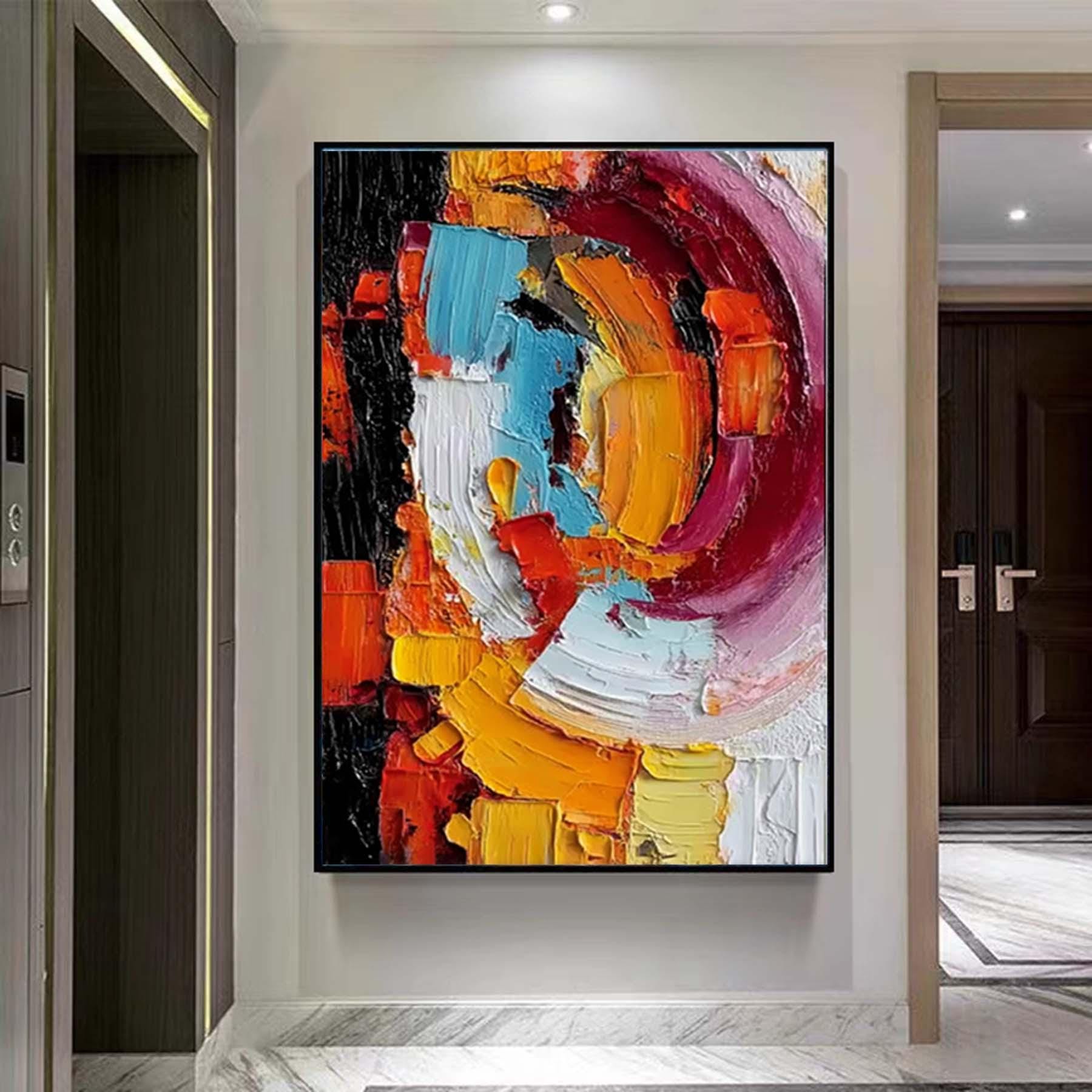 Palette Knife Abstract Painting, Colorful Acrylic Art on Canvas