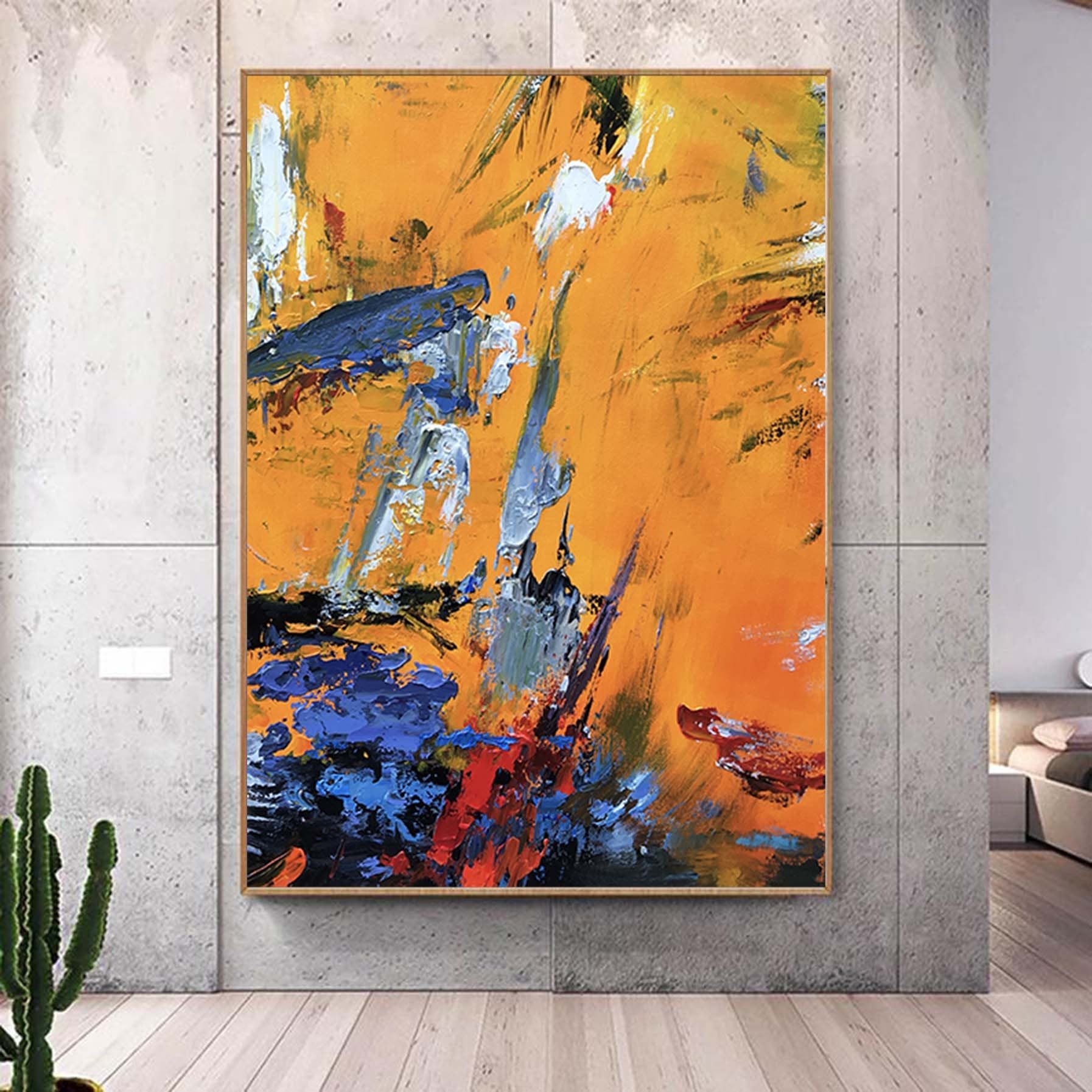 Palette Knife wall art,Large yellow Painting,Extra Large Textured Paintings,Colorful Painting,Modern Abstract Paintings,Contemporary Art