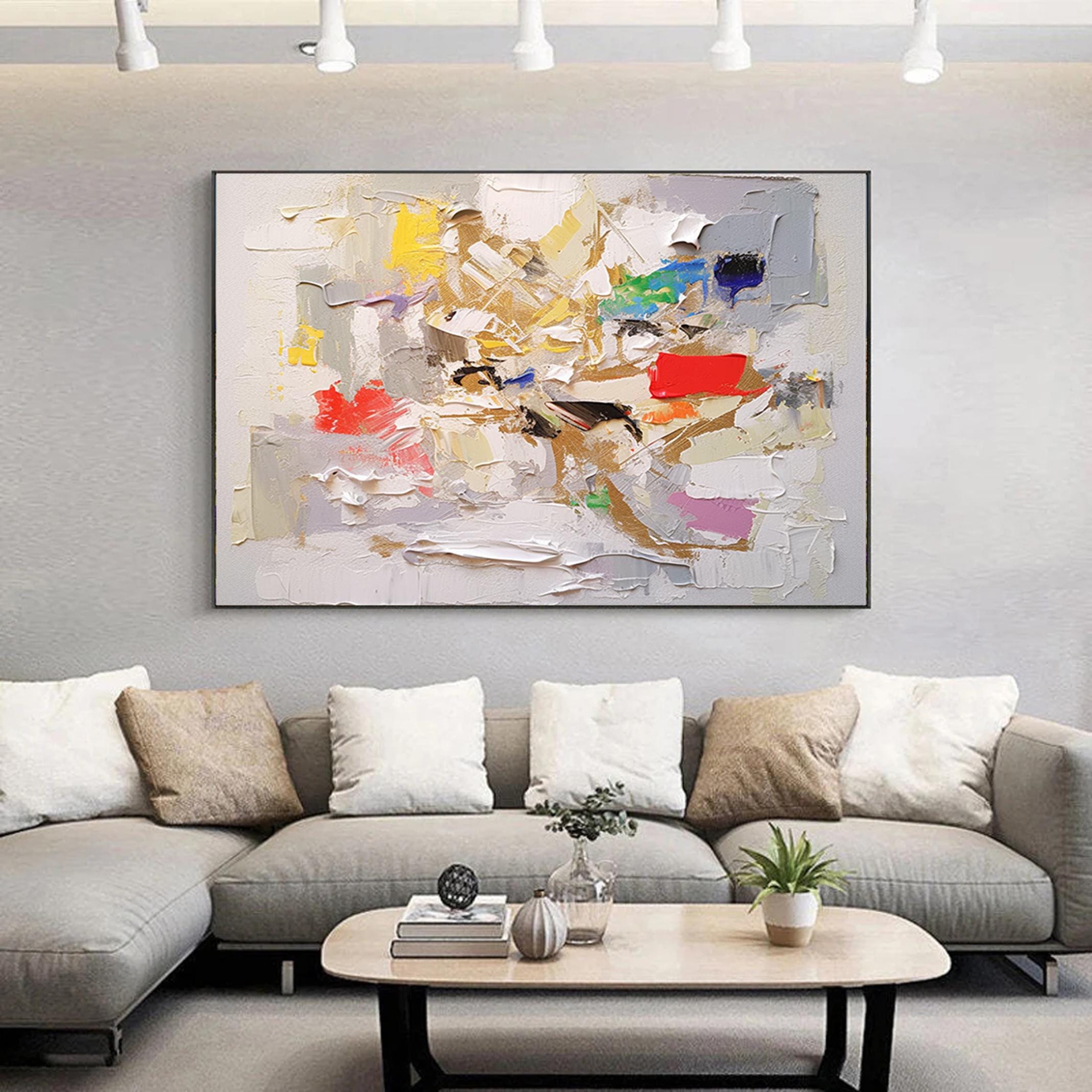 Palette Knife Abstract Painting, Colorful Acrylic Wall Art on Canvas