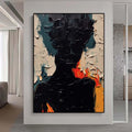 Large Black Faceless Woman Portrait Painting - Abstract Figurative Canvas Art