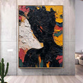 Black Faceless Portrait Painting, Original Abstract Woman Wall Art