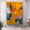 Large Yellow Palette Knife Painting, Textured Abstract, Modern Wall Art