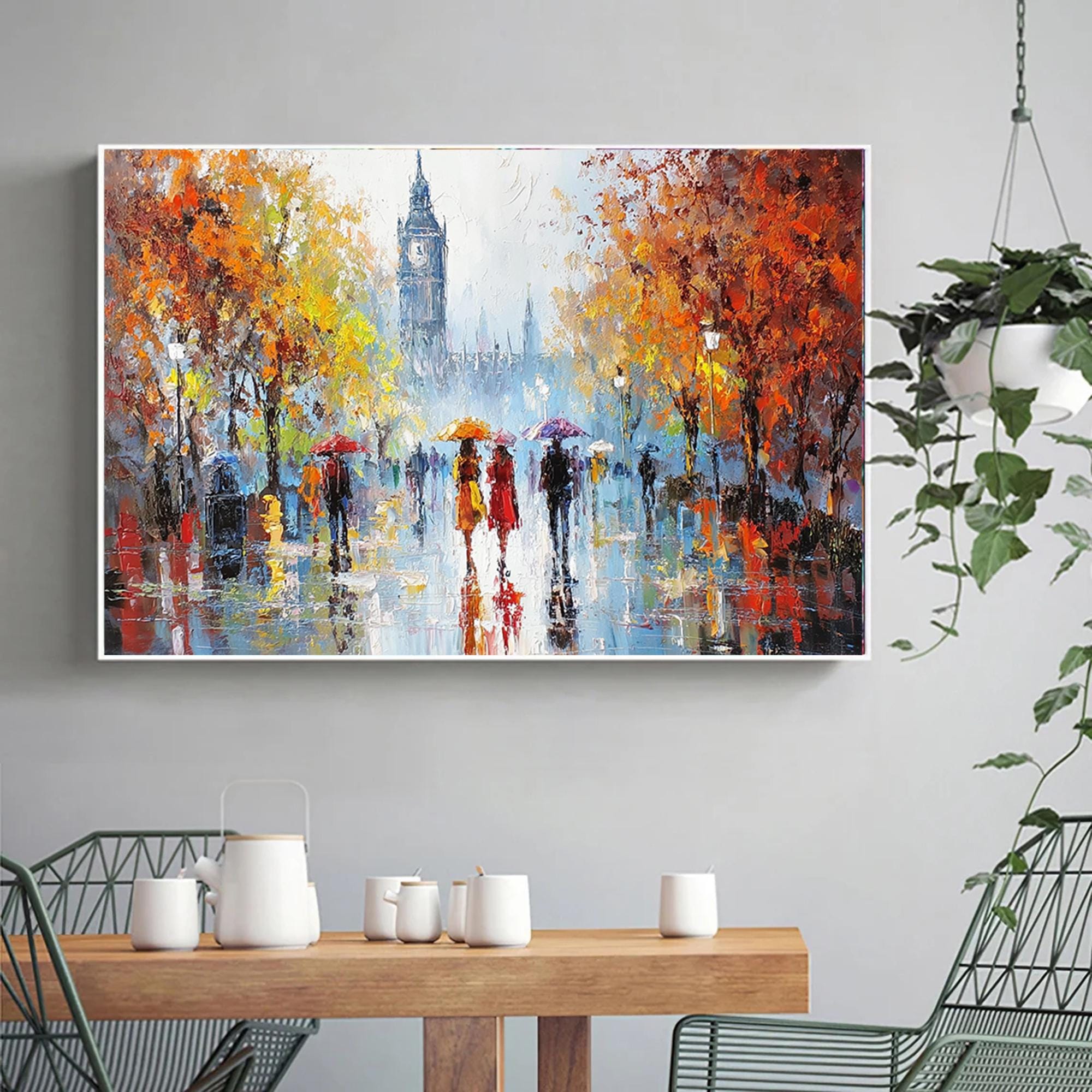 Petal Knife Abstract London Street Scene Painting Oversized Hand Painted Textured Wall Art Contemporary Home Decor Customized Sofa Artwork