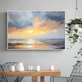 Extra Large Wabi-Sabi Seawaves Painting,Large Beige Sunset on Ocean Textured Painting,Oversized Minimalist Abstract Wall Art for Home