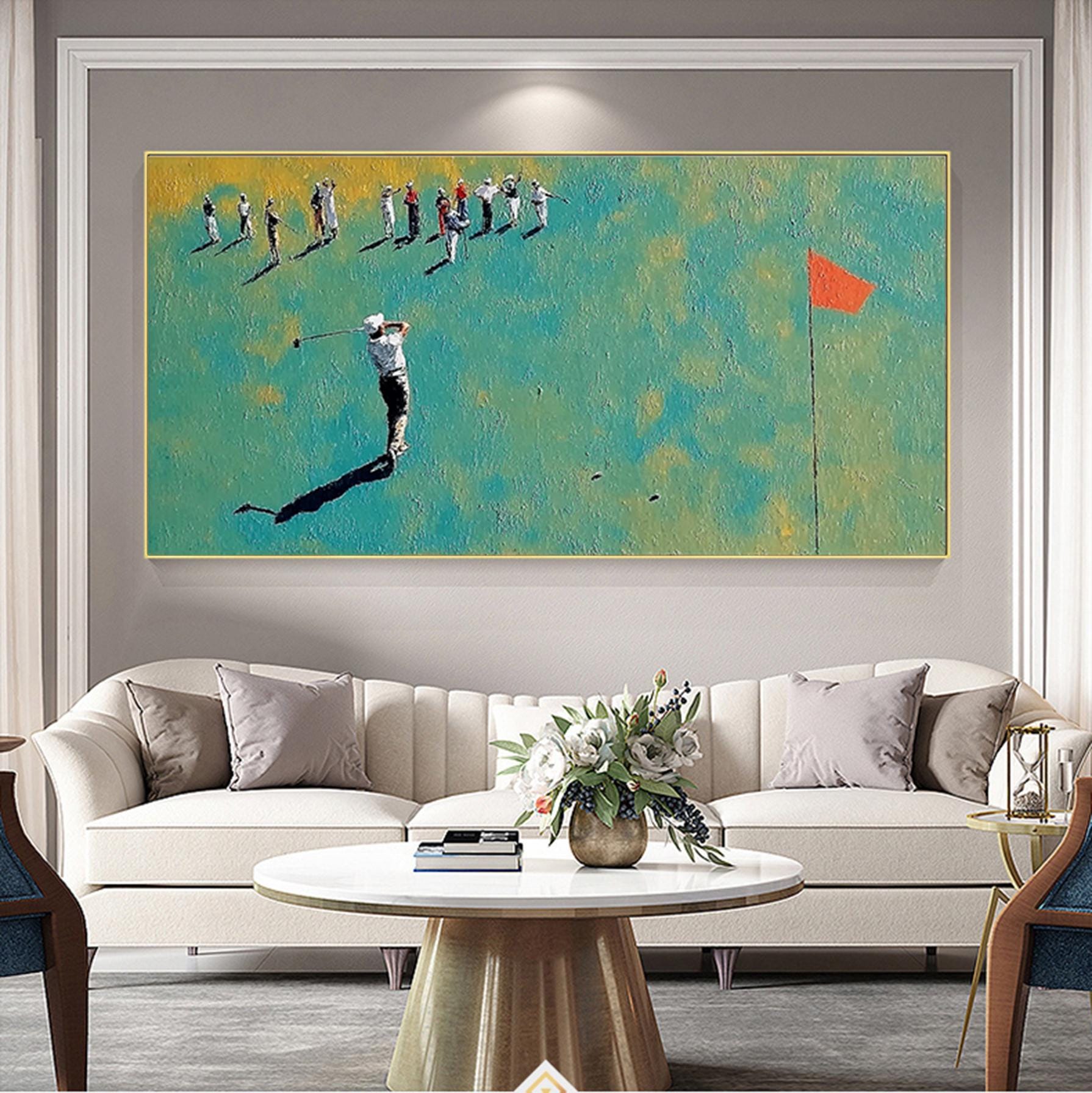 Abstract Golf Sports Painting,Original Golf Championship Painting On Canvas, Playing Golf Wall Decor, Large Wall Art, Living Room Decor