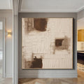Large Minimalist Abstract  Painting,Beige Brown Textured Paintings,Square Painting,Modern Painting For Living Room, Abstract Canvas Art