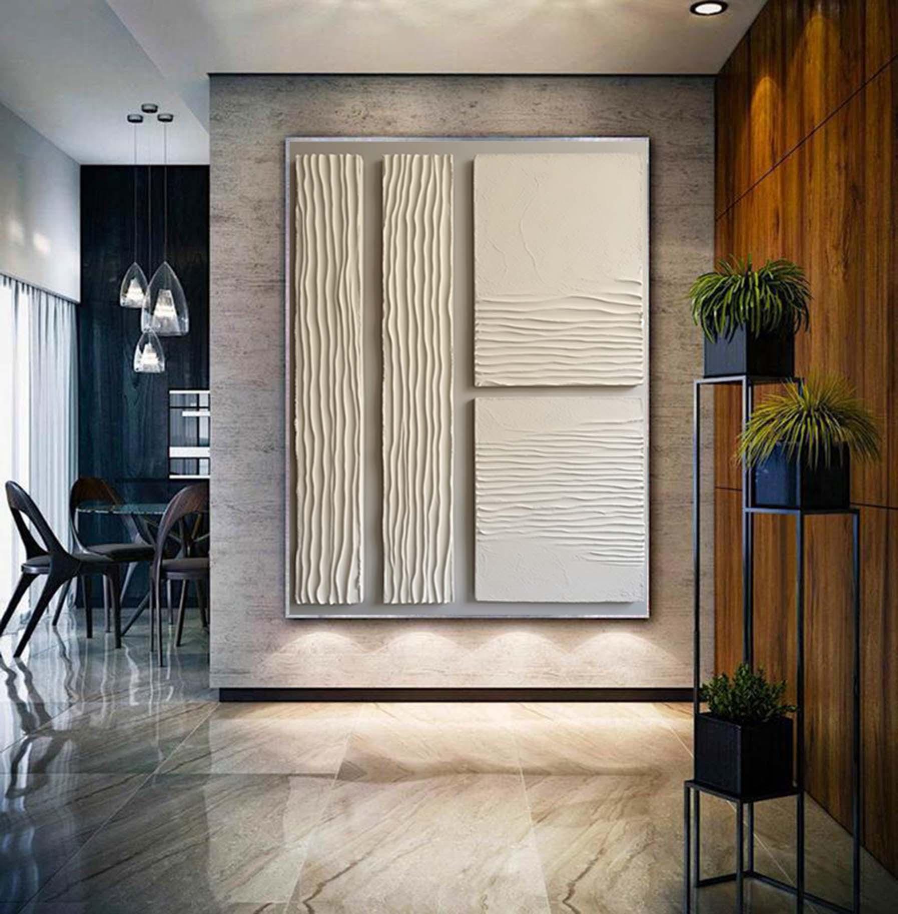 Original Hand Painted Beige Textured Painting,Wabi Sabi Abstract Wall Art, 3DCanvas for Neutral Minimalist Decor,Living Room Wall Art