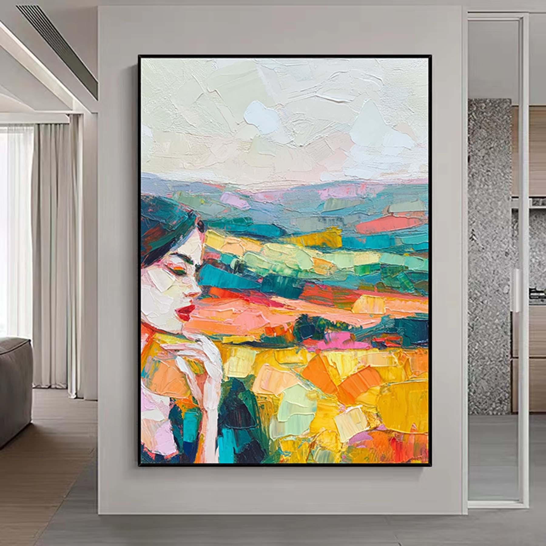 Minimalist Face Landscape Custom Hand-Painted Wall Art Modern Abstract Art Painting Oversized Palette Knife Perfect for Home Decor or Gift