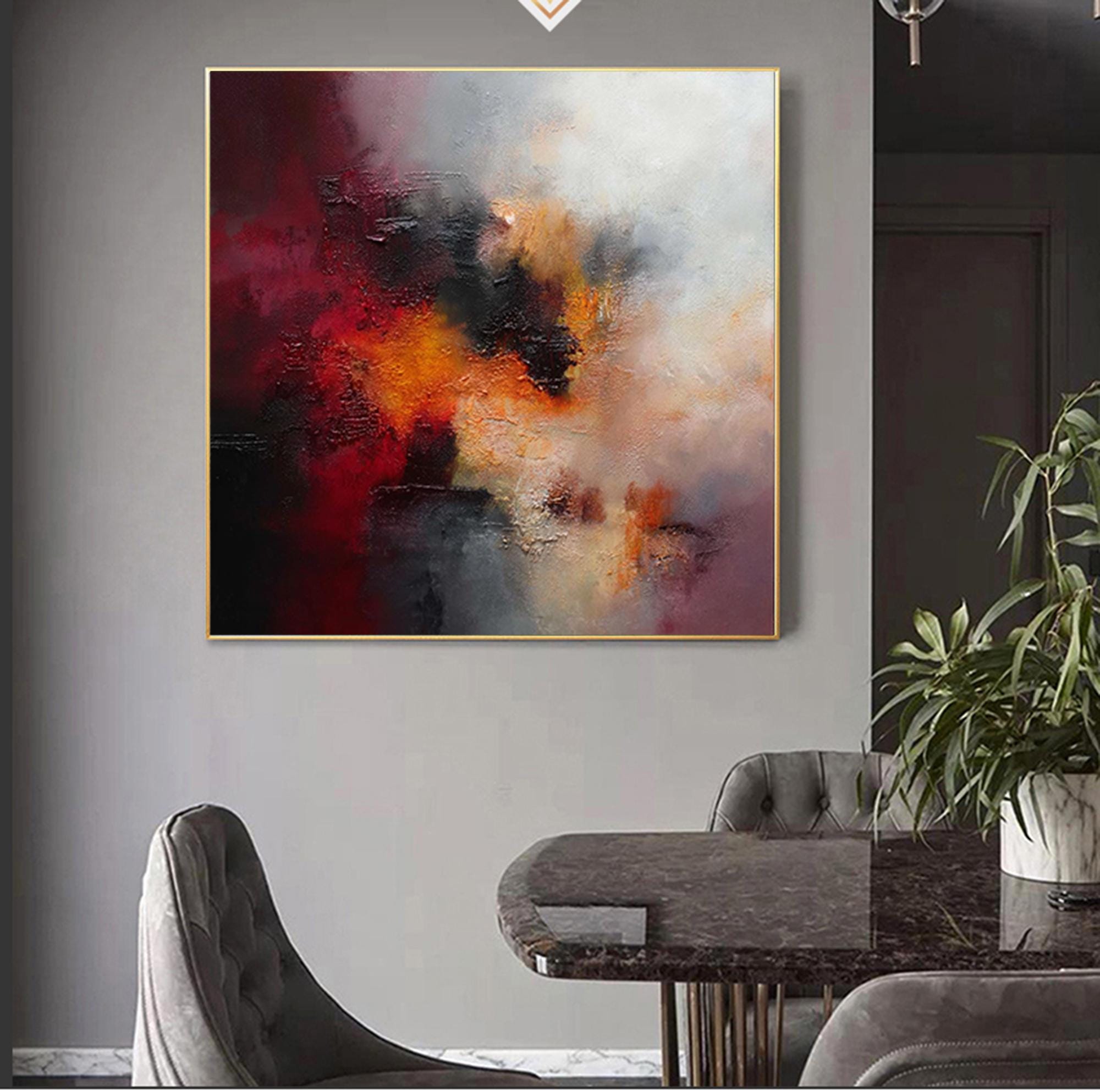 Oversized Abstract Red Gray Painting Original Acrylic Painting On Canvas Living Room Wall Art Custom Wall Art Home Decor Fancy Wall Art