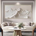 Pure White Abstract Landscape oversized Wall Art Large Impasto Mountains Painting Bed Room Artwork Textured Canvas Art Acrylic Painting