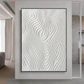 Hand Painted White 3D Pattern Textured Painting,Wabi Sabi Abstract Wall Art, 3D Canvas for Neutral Minimalist Decor,Living Room Wall Art