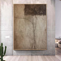 Super Large Brown Abstract Painting Beige Wabi Sabi Art on Canvas Brown Wabi Sabi Wall Art Brown Framed Canvas Art Minimalist Wall Decor