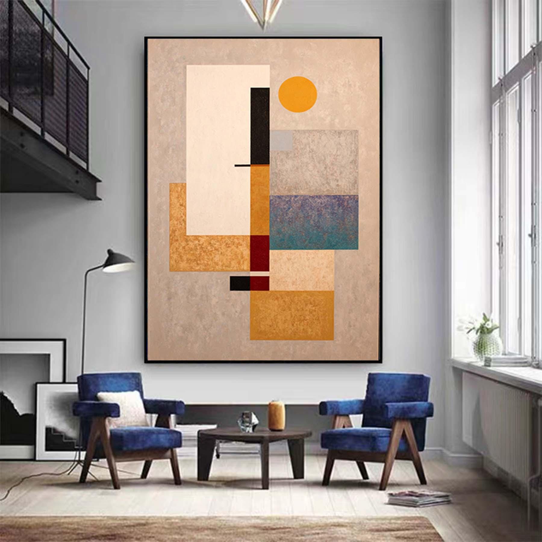Abstract Minimalist Geometric Painting Custom Hand-Painted Modern Original Art Oversized Textured Wall Art Perfect for Home Decor or Gift