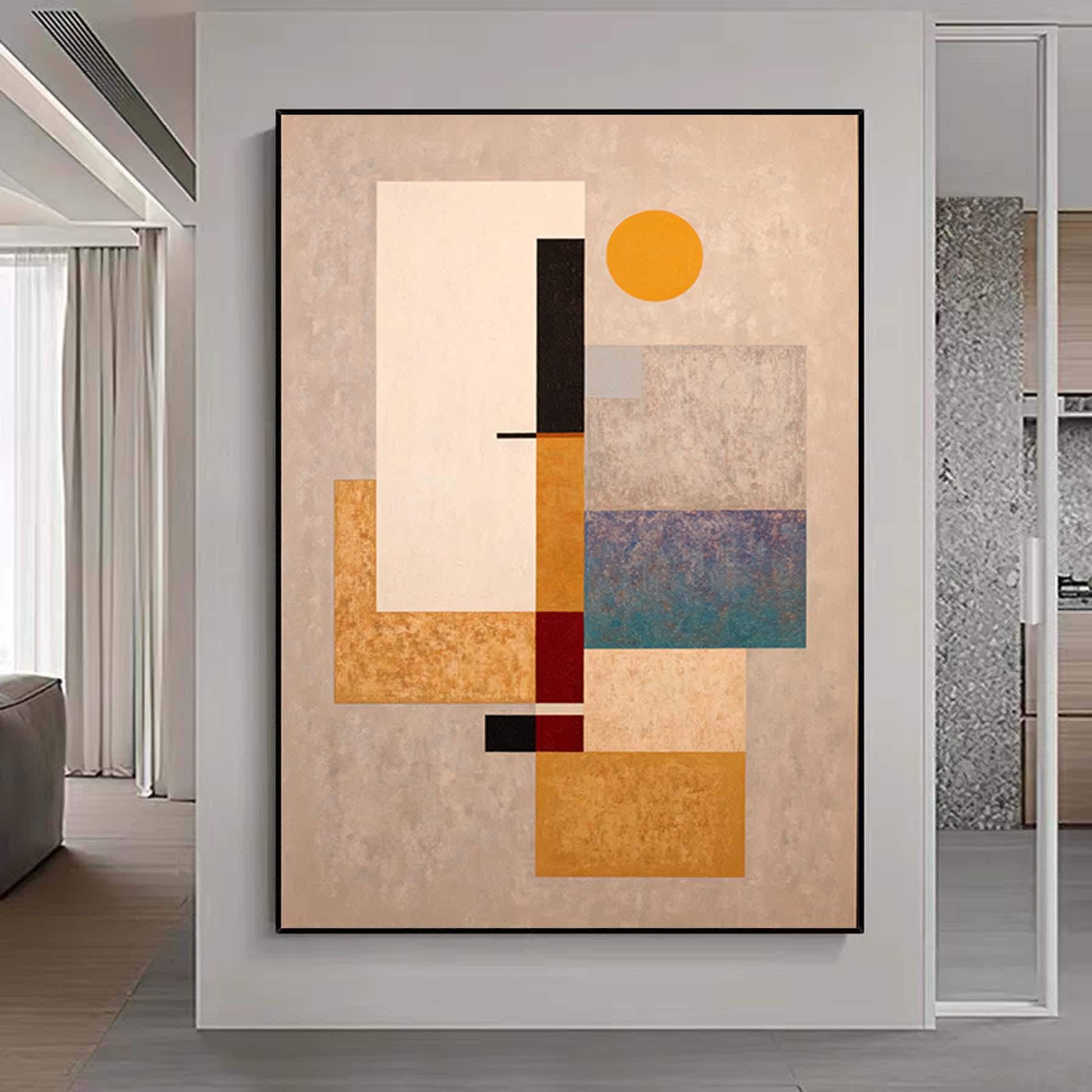 Abstract Minimalist Geometric Painting Custom Hand-Painted Modern Original Art Oversized Textured Wall Art Perfect for Home Decor or Gift